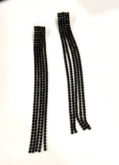 30363- Серьги длинные с подвесками из черных цирконов