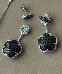 Серьги-трансформеры из серебра с черными микроцирконами коллекция Ton Joli