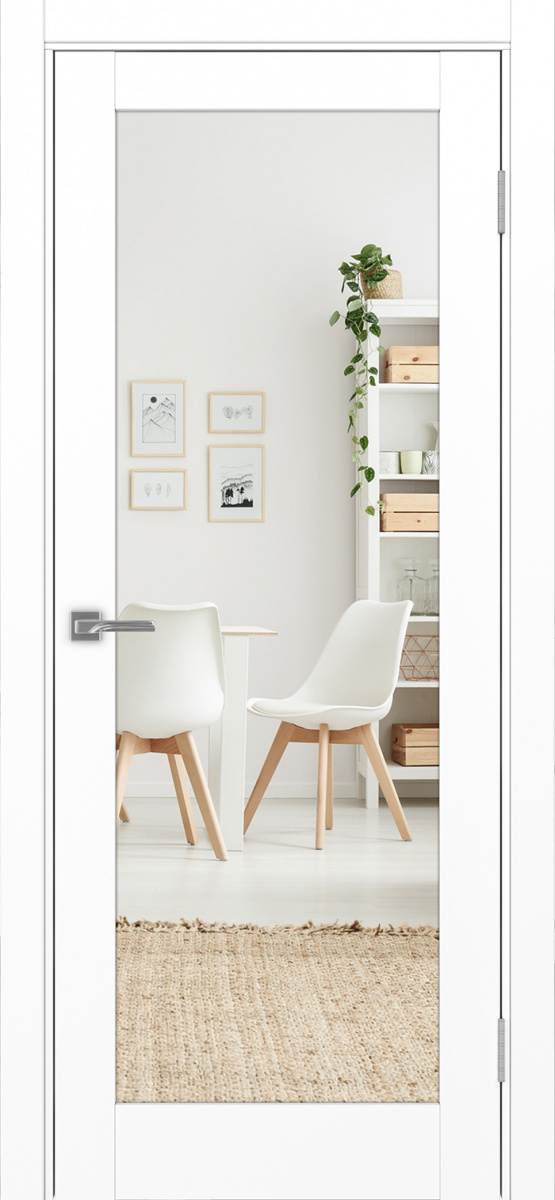 Турин_501.2.30 ЭКО-шпон Белый снежный-Зеркало/Зеркало