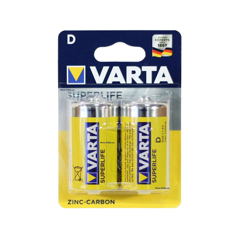 Батарейка VARTA Superlife (Super Heavy Duty) Mono 1.5V - R20P/D 2 шт. в пленке