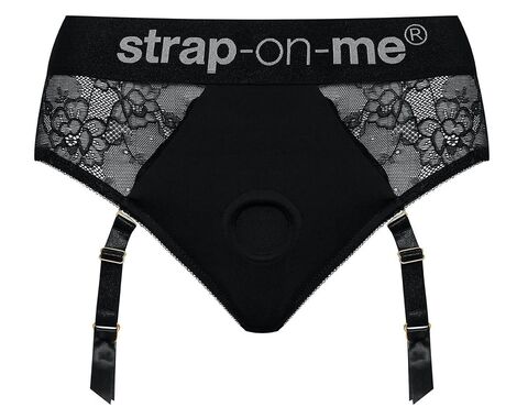 Черные трусики для насадок Diva Lingerie Harness - size S - Strap-on-me 6015971