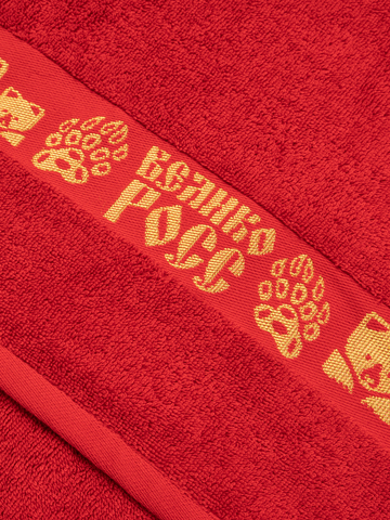 Полотенце махровое с жаккардовым золотистым бордюром «Золотая Дубрава» красного цвета / Распродажа