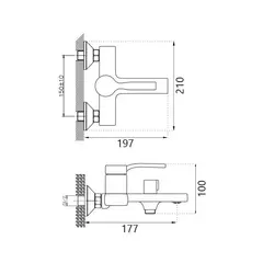 Смеситель для ванны BELZ B60612 короткий излив, латунь, хром