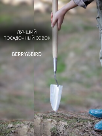 Совок садовый ствльной Berry&Bird с длинным черенком для посадки и пересадки дачных растений