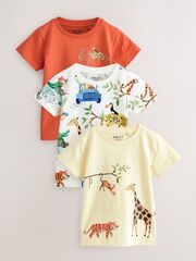 Футболка для мальчика Next AJ0-429, 3 шт., Оранжевый, Белый, Светло-желтый