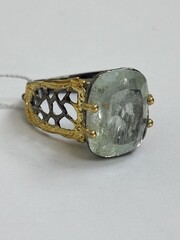Янина-аквамарин (серебряное кольцо с позолотой)
