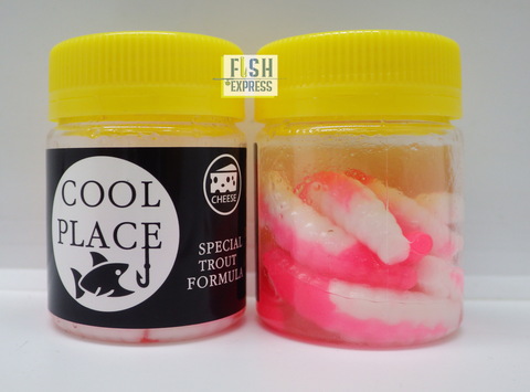 Форелевая силиконовая приманка COOL PLACE MAGGOT FLOATING STRETCH цвет БЕЛО-РОЗОВЫЙ 40 мм/ 10 шт в банке.