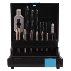 Набор метчиков однопроходных M3 -M12 HSS-G DIN352 (+ вороток, сверла) 15пр Volkel 47601