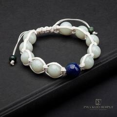 Браслет Шамбала. Белый нефрит Д 12мм.