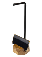 Подставка для наушников с деревянным основанием и вырезом под мобильный телефон