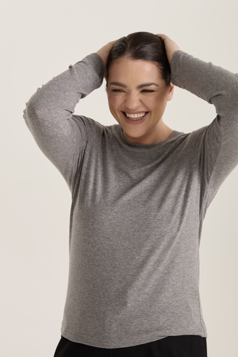 Лонгслив с шерстью мериноса, светло-серый