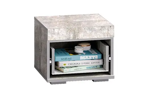 Тумба прикроватная Инстайл бетон / белый