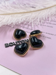 Пуговицы Сердце черные золото