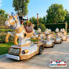 Безрельсовый детский поезд «Топ-топ», 3 платформы, 7 мест, для парка