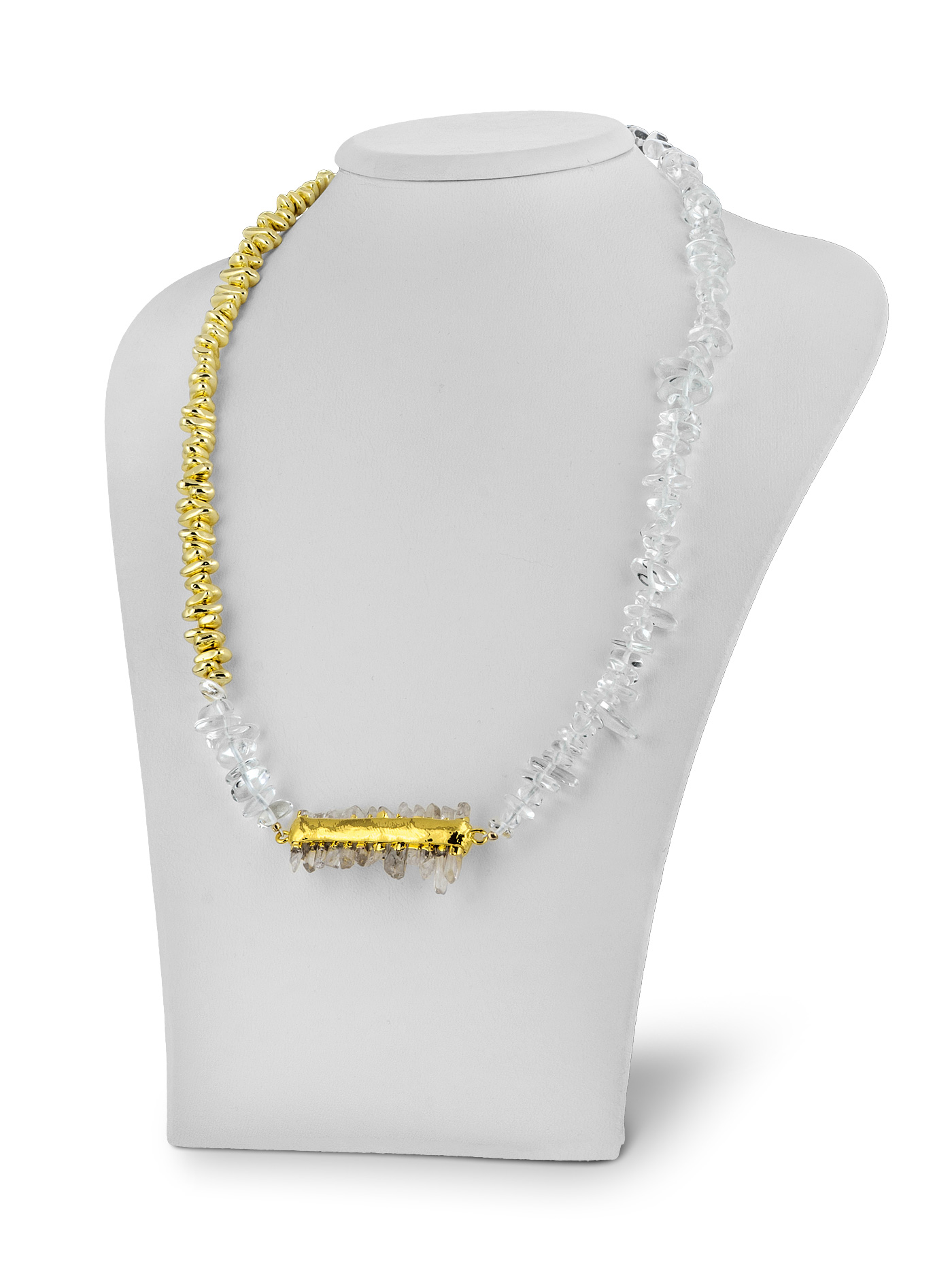 Колье чокер с горным хрусталем и гематитом