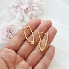 Швензы удлинённые с фианитами 33*3 мм с английским замком, позолота, Ш044