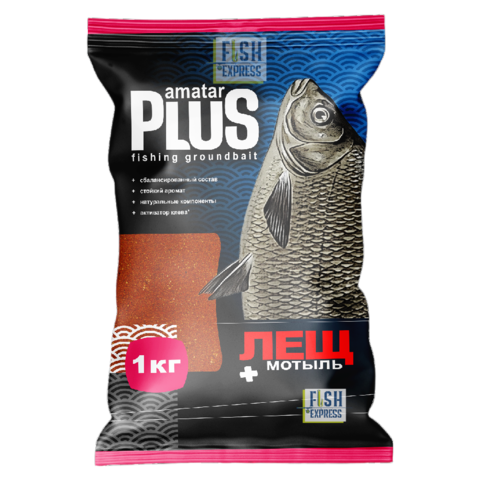 Прикормка Amatar PLUS Лещ Мотыль 1кг 10 шт/уп.