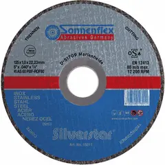 Абразивный отрезной диск Silverstar 115x1,0x22,23 AS60PBF F41 SiS INOX Sonnenflex 19310