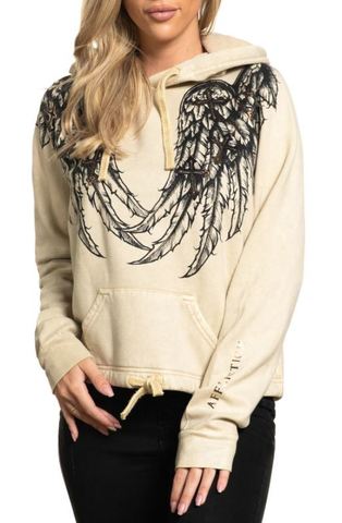 Affliction | Худи женское WHISPERING THOUGHTS HOOD AW23498 перед на модели