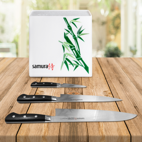 Набор из 3 ножей Samura PRO-S (10, 95, 87) и подставка KBH-101BW