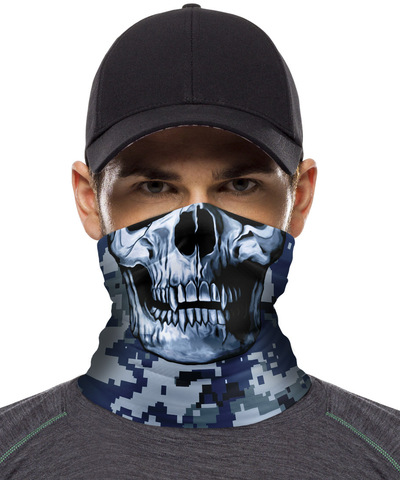 Картинка бандана-труба Skully Wear Tube skull camo Marpat Blue USN - 1