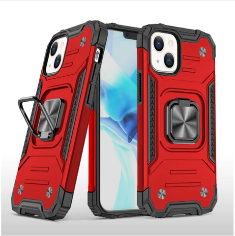 Противоударный чехол Strong Armour Case с кольцом для iPhone 14 (Красный)