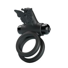 Черное эрекционное виброкольцо Passionate Ring IX - 