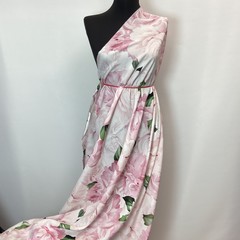 Ткань шелк матовый  с эластаном розовыми розами 1099