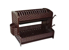 Сушилка для посуды 2 яруса Ротанг коричневая 52х28,5х32,5 Виолет