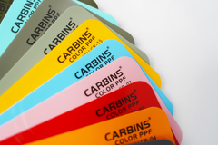 Веер образцов полиуретановой цветной пленки Carbins Color PPF