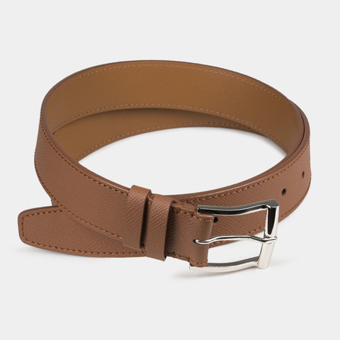 Женский ремень 35мм из кожи сафьяно, цвета карамель