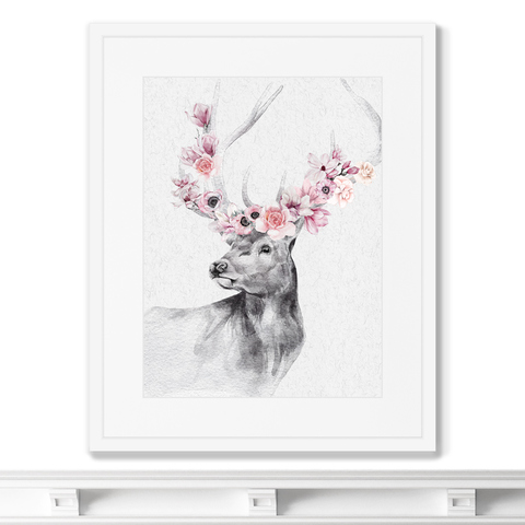 Irina Young - Репродукция картины в раме Graceful deer No2, 2021г.