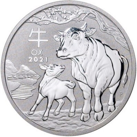 Австралия 50 центов 2021 год Год БЫКА Серебро