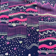 Ткань кади  абстрактный принт в сливовом цвете 3343