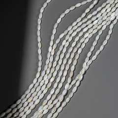 Перламутр речных ракушек "Рис", белого оттенка, 8*4мм