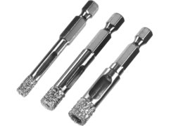 ЗУБР 6, 8, 10 мм, хвостовик HEX 1/4?, набор сверл алмазных по керамограниту, Профессионал (29865-H3)
