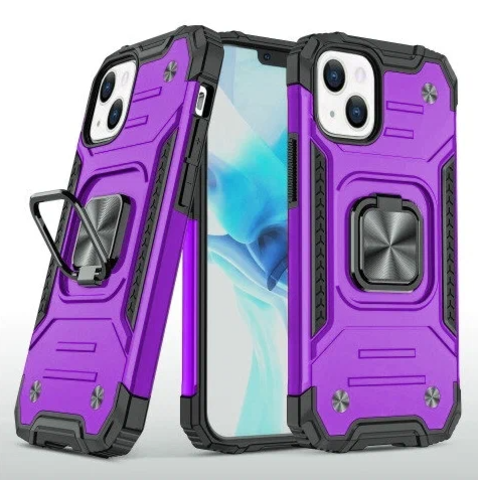 Противоударный чехол Strong Armour Case с кольцом для iPhone 15 Plus (Фиолетовый)