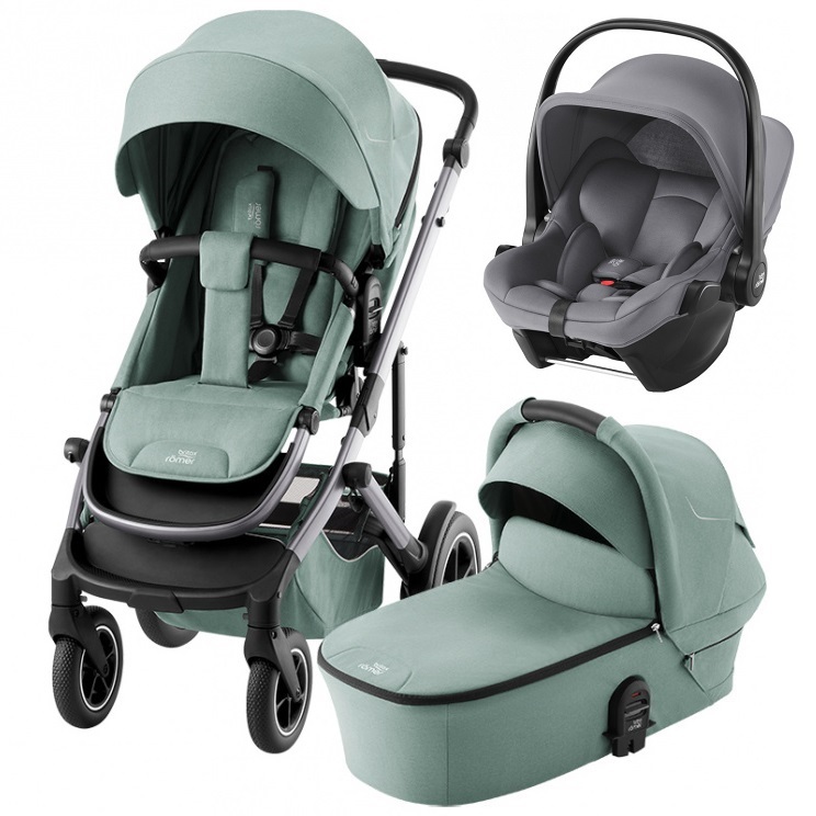 Комплект 3в1 коляска Smile 5Z, Jade Green + BABY-SAFE CORE Frost Grey