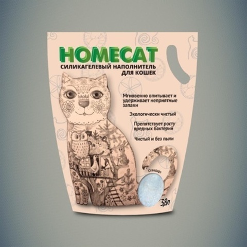 HOMECAT Стандарт силикагелевый наполнитель для кошачьих туалетов без запаха 3,8л