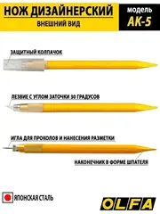 OLFA Utility Models для точных работ 4 мм, перовой нож (OL-AK-5)