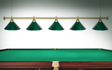 Лампа STARTBILLIARDS 5 пл. (плафоны зеленые,штанга золотая,фурнитура золото) фото №1