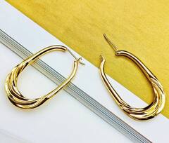 62177 - Серьги-конго овальные витые в стиле CELINE