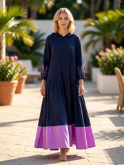 Иоанна. Платье льняное с капюшоном, вышивка по низу рукава PL-422608