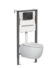 Ceramica Nova CN3001_121001MB Комплект Подвесной унитаз PLAY Rimless + Система инсталляции Balance кнопка Circle, черный матовый фото
