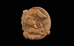 Силиконовый молд Лиса с зайцем (медальон) № 0469