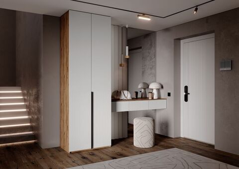 Марвэл Шкаф 2х. ств и полка косметическая (Браш Вайт, Дуб Крафт)