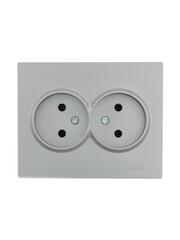 VESNA 742 3500 127В Розетка двойная с/з бакалит платина