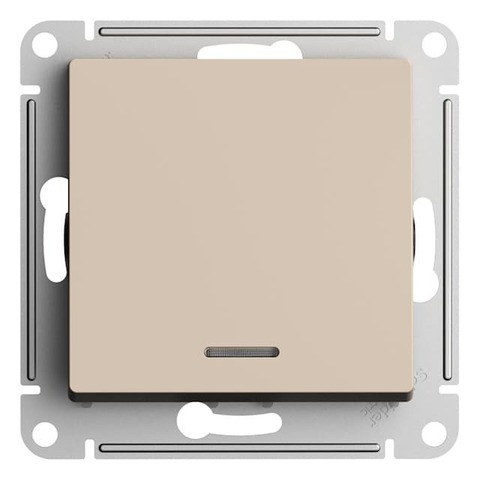 Выключатель одноклавишный с подсветкой 10AX 250 В. Цвет Песочный. Schneider Electric AtlasDesign. ATN001213