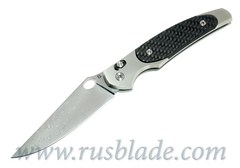 Cheburkov Raven Damascus Titanium CF Folding Knife 