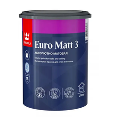 КРАСКА "EURO MATT-3"  0,9 Л (1/6)  ИНТЕРЬЕРНАЯ "ТИККУРИЛА" бесцветная (база С) маш.колеровка